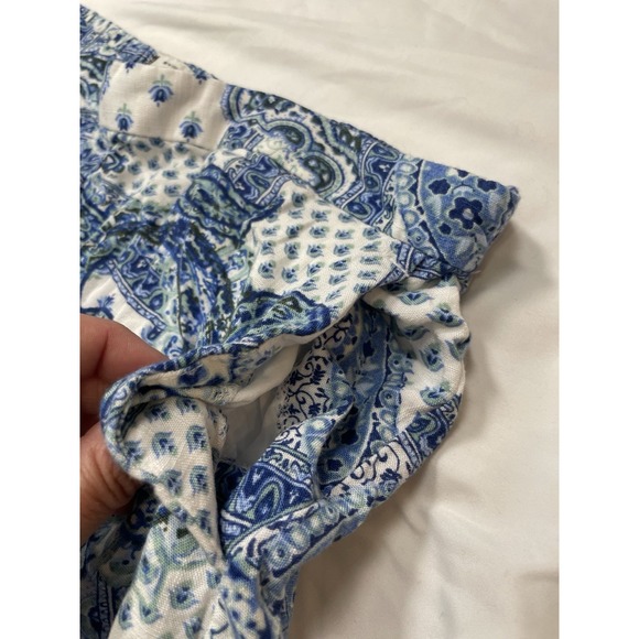 Zara high‎ Waisted Blue White Paisley Patch Look Wide Leg Trouser Pants Size M - Picture 8 of 16